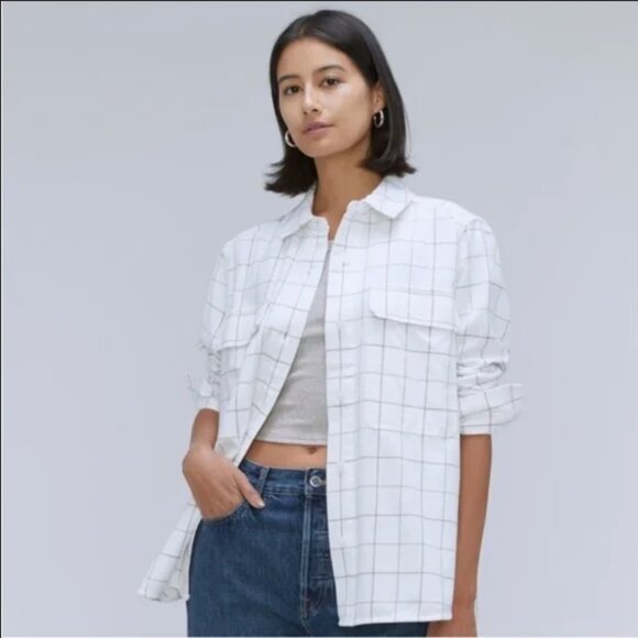 Everlane The Classic Cotton Flannel Plaid Button Up Shirt - Size Medium - Picture 1 of 13